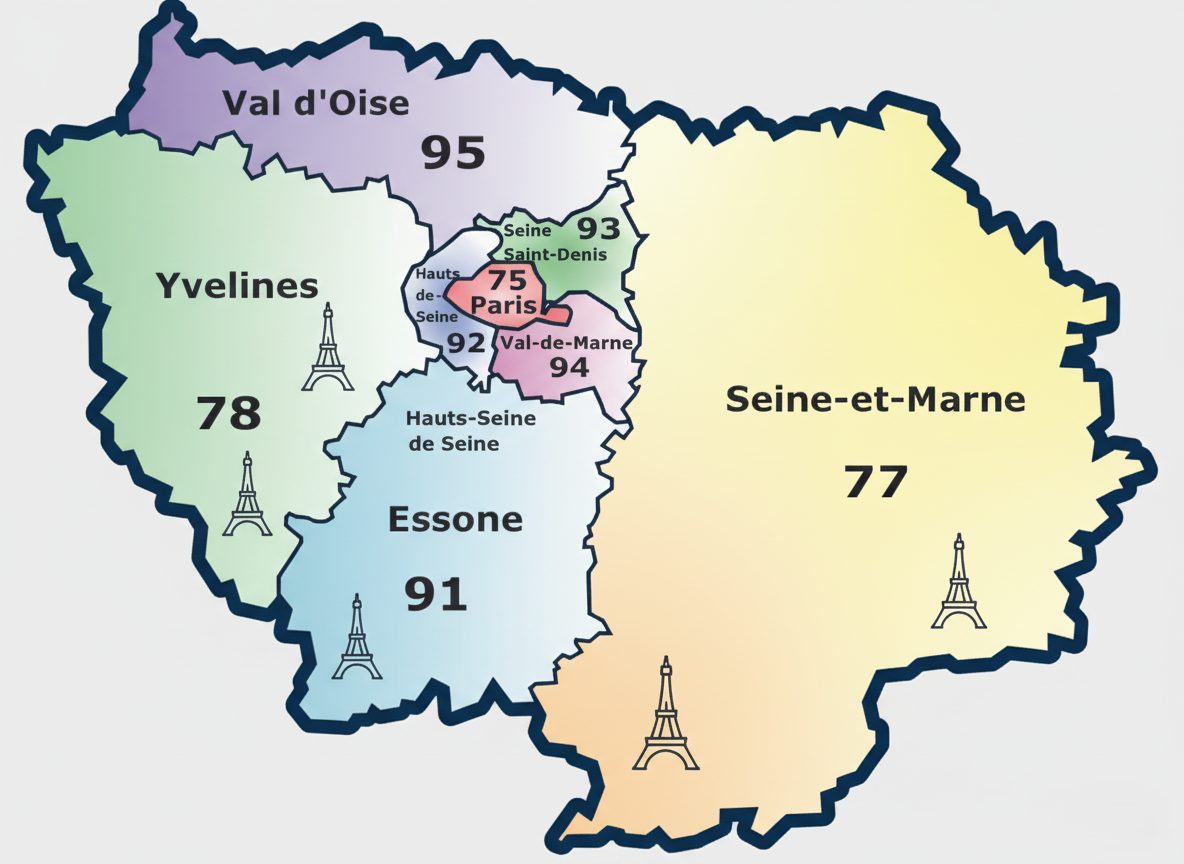 Carte Île-de-France - Zones d'intervention